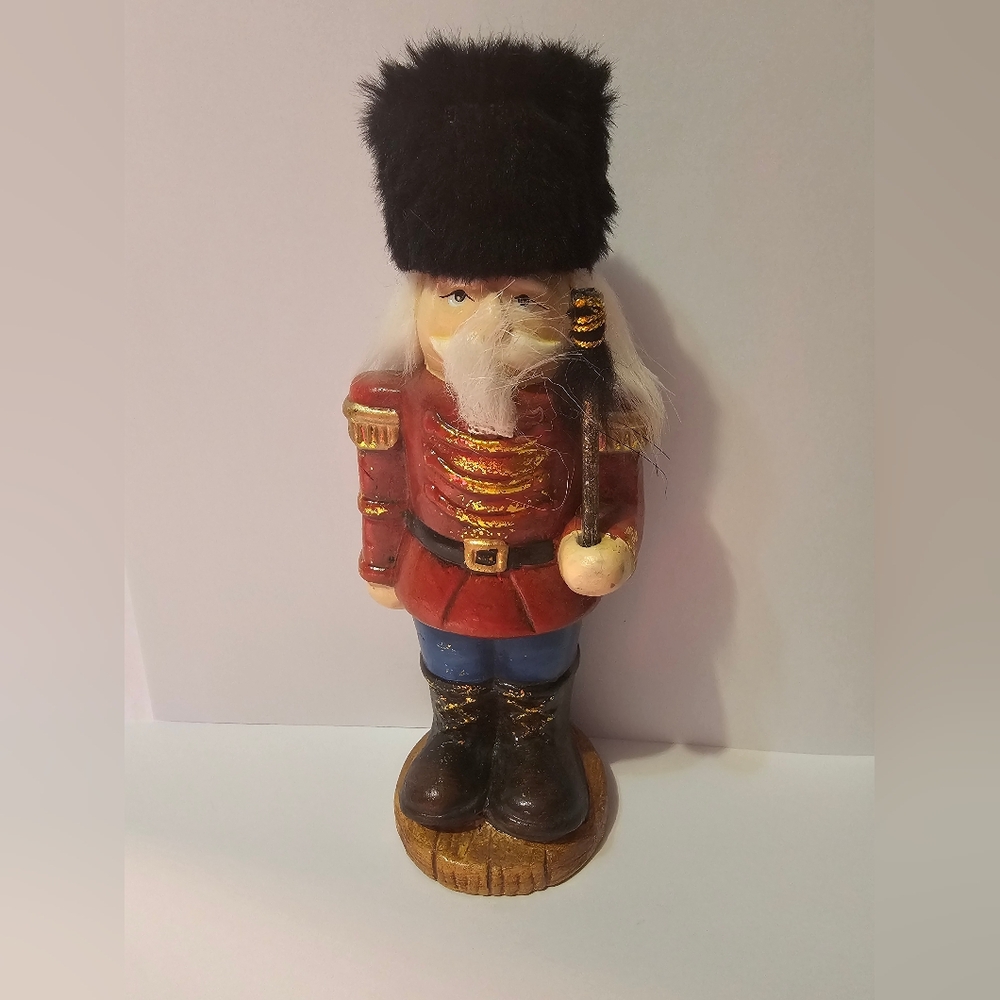 Vintage Terra Cotta Soldier Nutcracker Figurine Christmas Decor Holiday